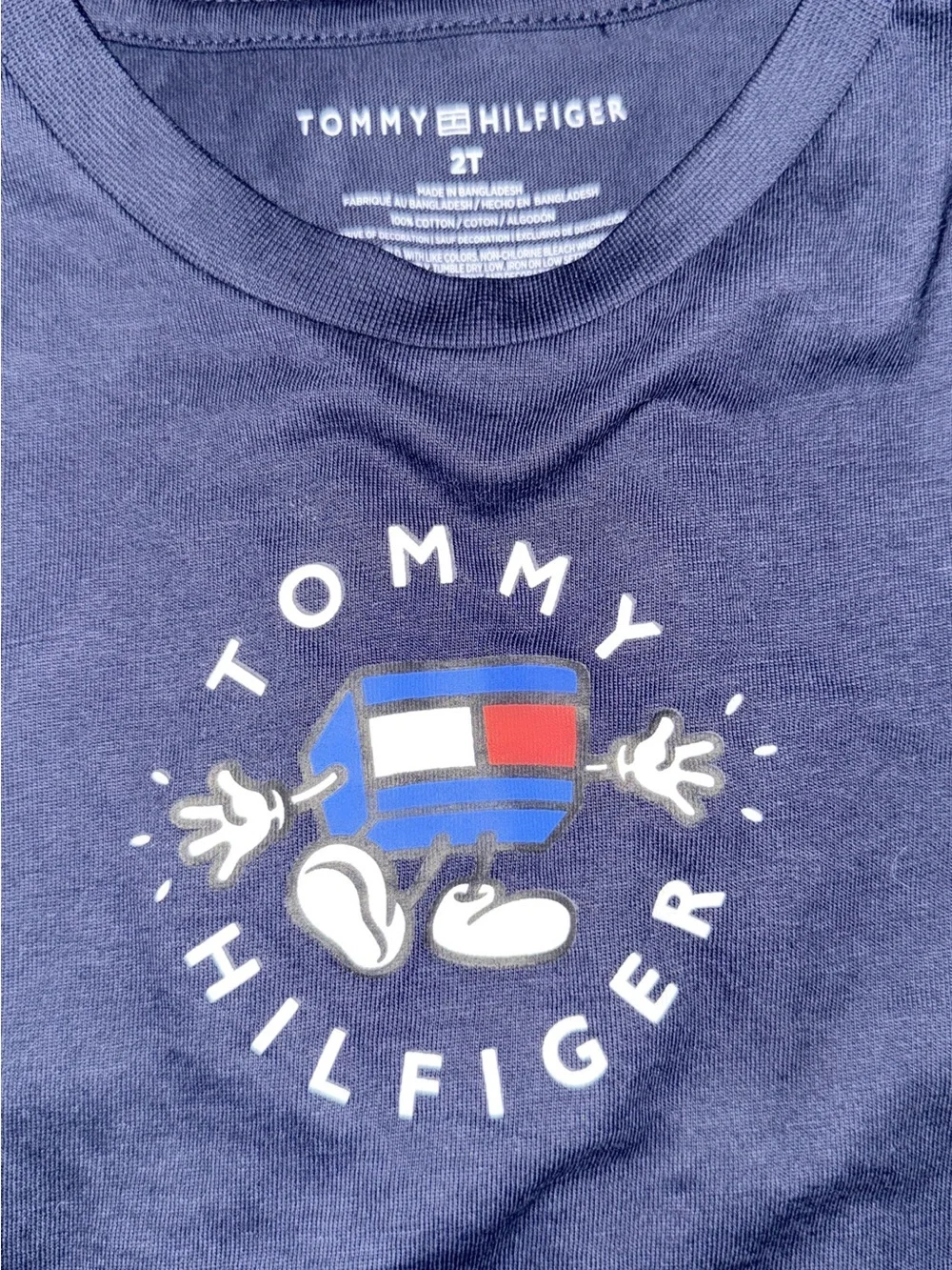 Tommy Hilfiger Navy Short Sleeve Logo Tee with Red & Blue Accent